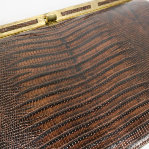 Vintage 50s Roos Atkins Brown Lizard Handbag - Picture 10 of 12